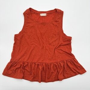 Altar'd State Burnt Orange Rust Peplum Tank Top Sleeveless Pocket Ruffle Hem M